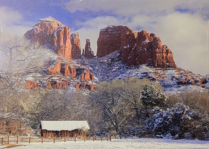 Cathedral Rock White Blanket by A O Tucker