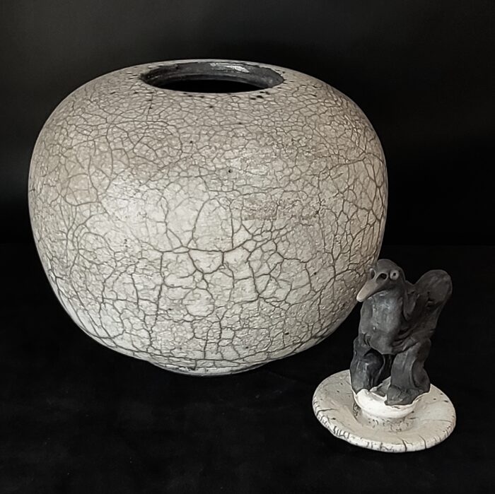 Raku Bird Pot by Jeff Perkins - Image 2