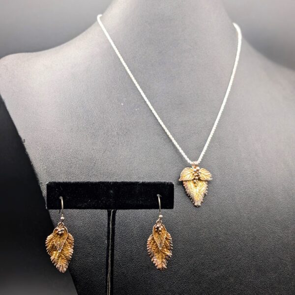Lantana Leaf Necklace and Earrings Set by Joan Roberts