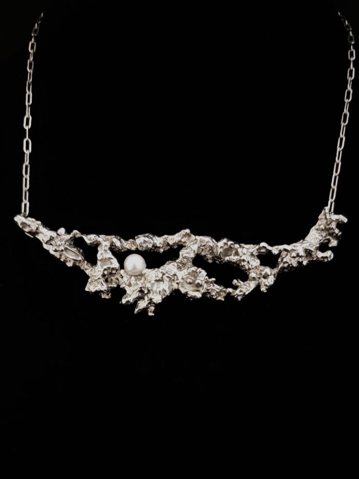 Fine Silver Salt Cast Necklace by Joan Roberts 9260n