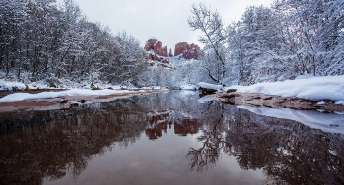 Snowfall at Red Rock Crossing by Kelli Klymenko