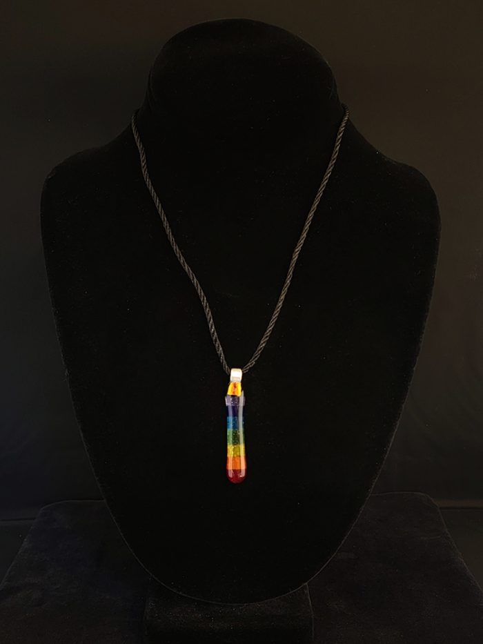 Rainbow Pendant on Black Cord by Karen Puckett