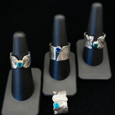 Reticulated Blue Topaz Rings by Chikako Myers