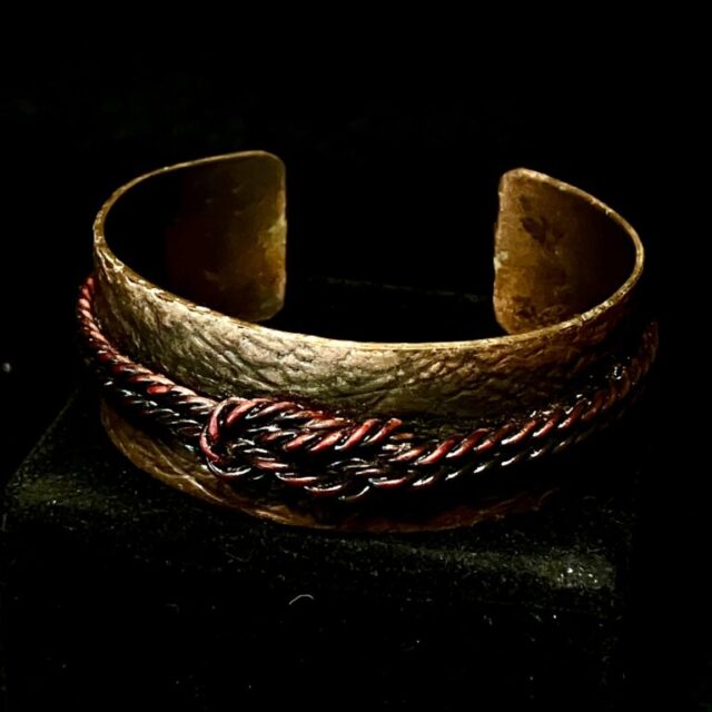 Copper Cuff with Obi Knot and Patina by Chikako Myers