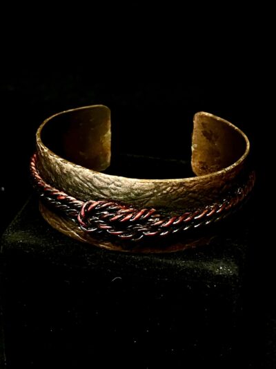 Copper Cuff with Obi Knot and Patina by Chikako Myers