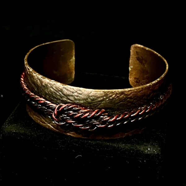 Copper Cuff with Obi Knot and Patina by Chikako Myers