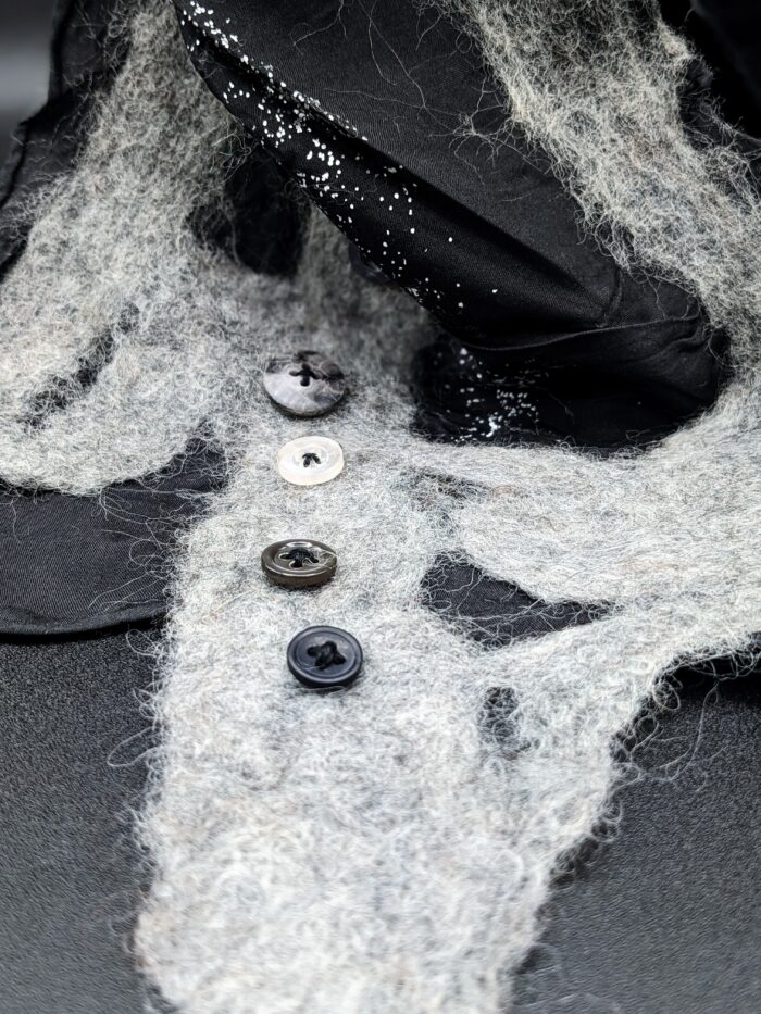 Black Felted Wool Scarf by Joan Roberts - Image 2