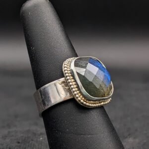 Labradorite and Sterling Silver Cushion Cut Ring by Robin Hanna RH022