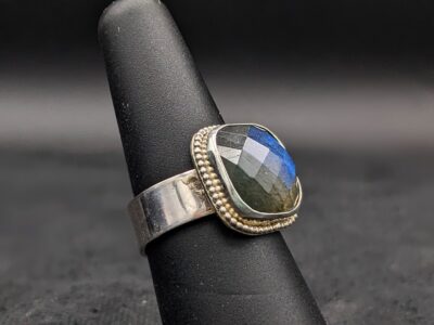 Labradorite and Sterling Silver Cushion Cut Ring by Robin Hanna RH022