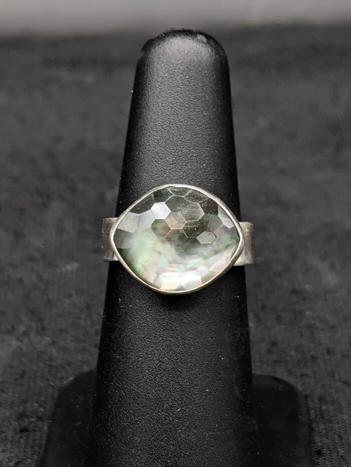 Mother of Pearl and Quartz Lenticular Doublet Ring by Robin Hanna RH028