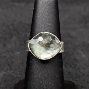 Mother of Pearl and Quartz Lenticular Doublet Ring by Robin Hanna RH028