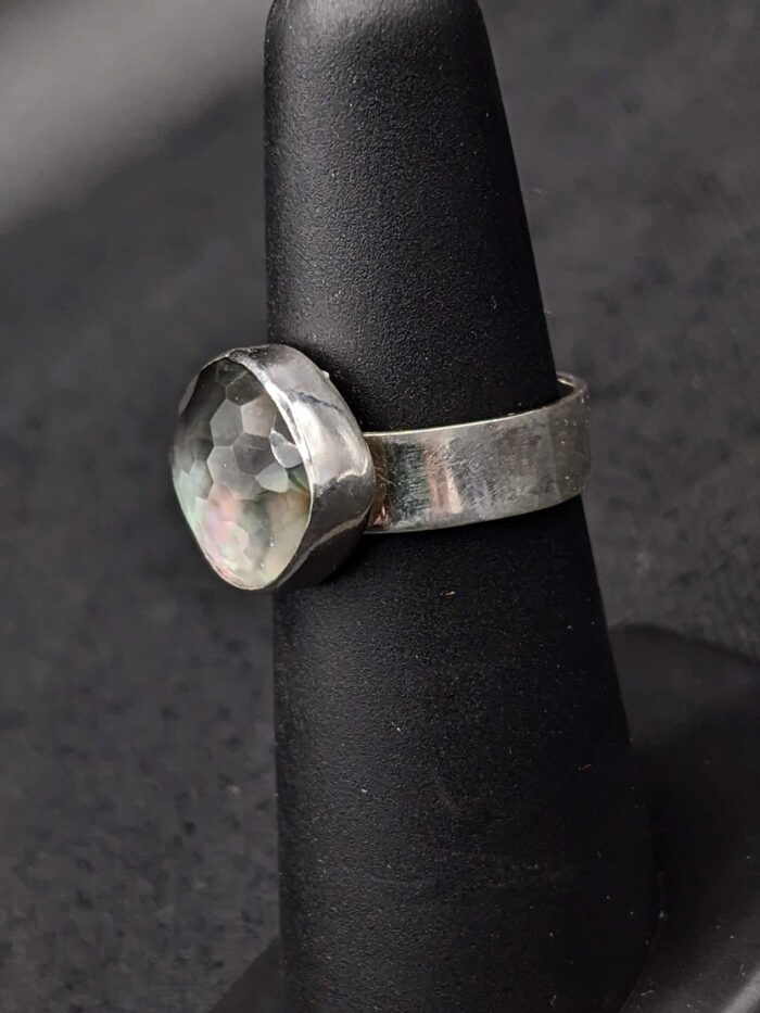 Mother of Pearl and Quartz Lenticular Doublet Ring by Robin Hanna RH028 - Image 2