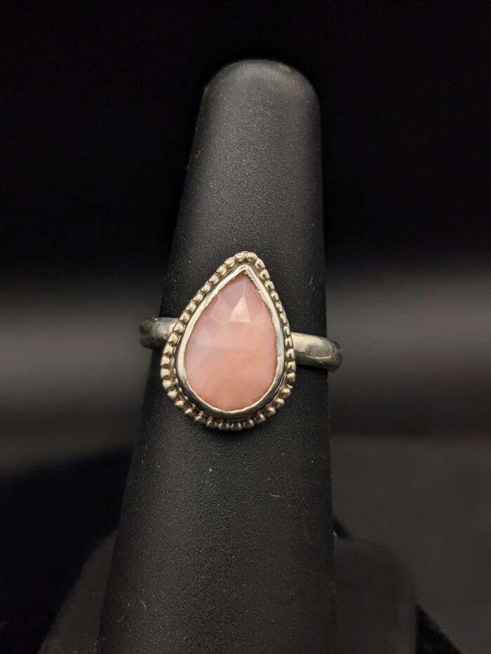 Pink Opal and Sterling Silver Teardrop Ring by Robin Hanna RH002