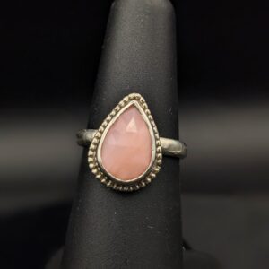 Pink Opal and Sterling Silver Teardrop Ring by Robin Hanna RH002