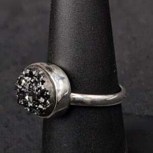 Black Druzy and Sterling Silver Ring by Robin Hanna RH039