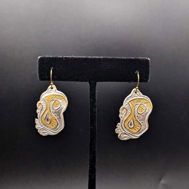 Fine Silver 22K Gold Earrings by Joan Roberts