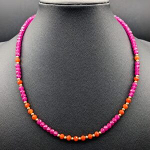 Pink Topaz and Carnelian Necklace by Robin Hanna RH 069