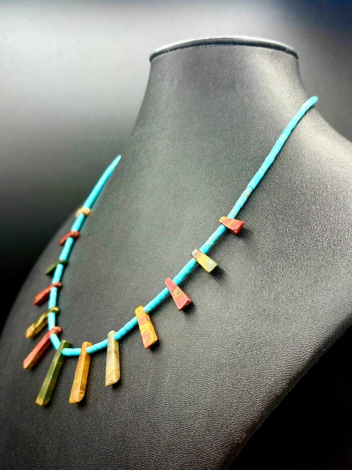 19" Turquoise and Jasper with Silver Necklace by Smokey Cruz N018