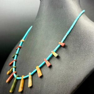 19″ Turquoise and Jasper with Silver Necklace by Smokey Cruz N018