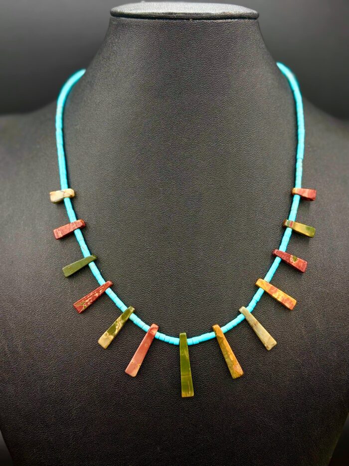 19" Turquoise and Jasper with Silver Necklace by Smokey Cruz N018 - Image 2