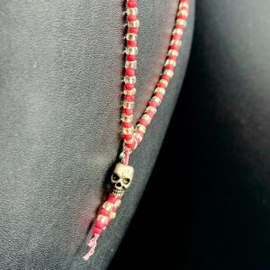 Pink Coral with Skull Necklace by Smokey Cruz N022