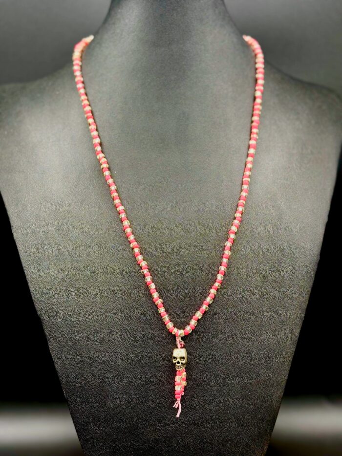 Pink Coral with Skull Necklace by Smokey Cruz N022 - Image 2