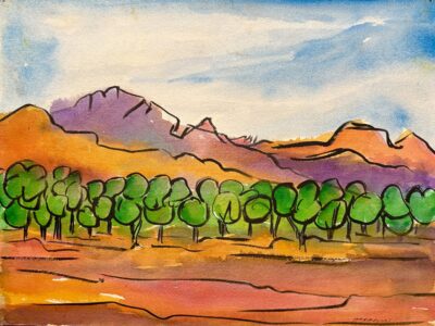 Distant Cottonwoods No1 by Myrna Harrison