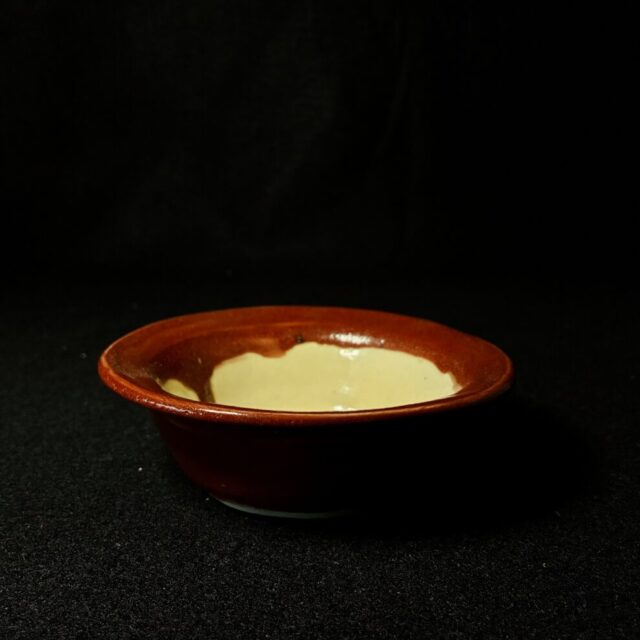 Small Red and White Plain Bowl by V Norton