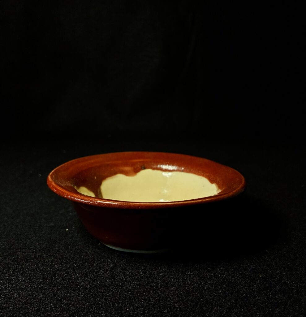 Small Red and White Plain Bowl by V Norton