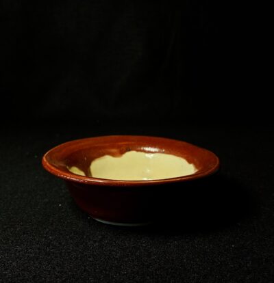 Small Red and White Plain Bowl by V Norton