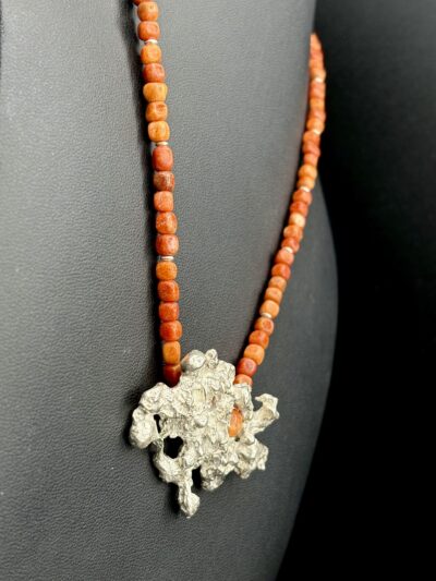 Fine Silver Salt Cast Coral Necklace by Joan Roberts 4053n