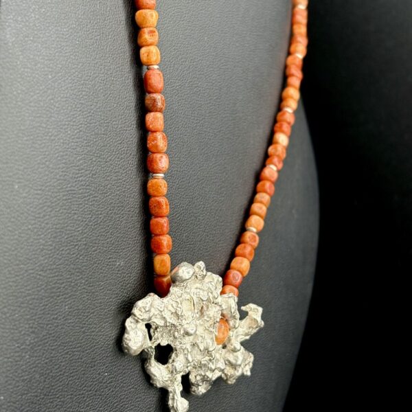 Fine Silver Salt Cast Coral Necklace by Joan Roberts 4053n