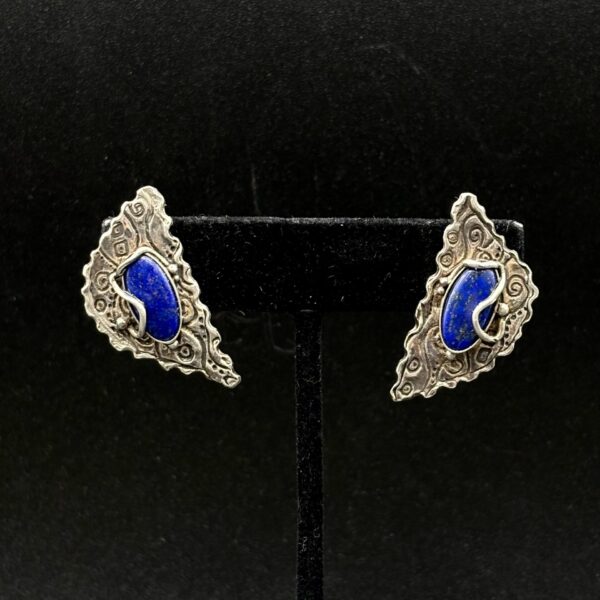 Fine Silver Lapis Earrings by Joan Roberts 4065e