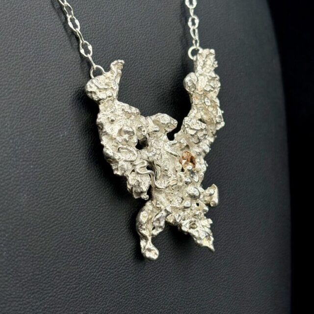 Fine Silver Salt Cast Necklace by Joan Roberts 4070n