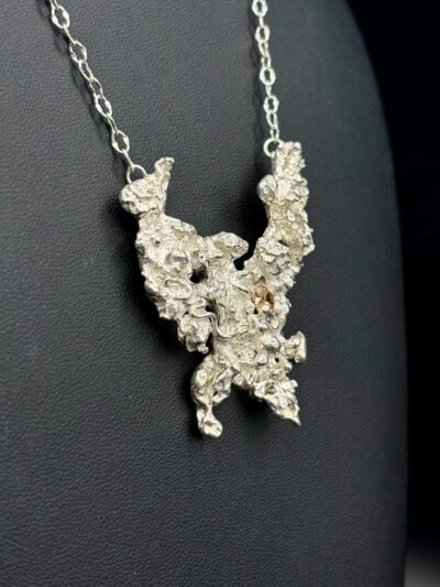 Fine Silver Salt Cast Necklace by Joan Roberts 4070n