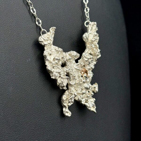 Fine Silver Salt Cast Necklace by Joan Roberts 4070n
