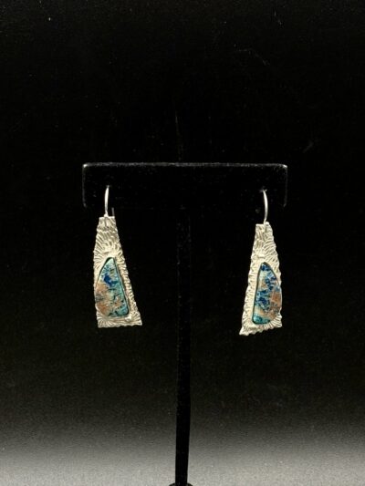 Fine Silver and Azurite Earrings by Joan Roberts 5015e