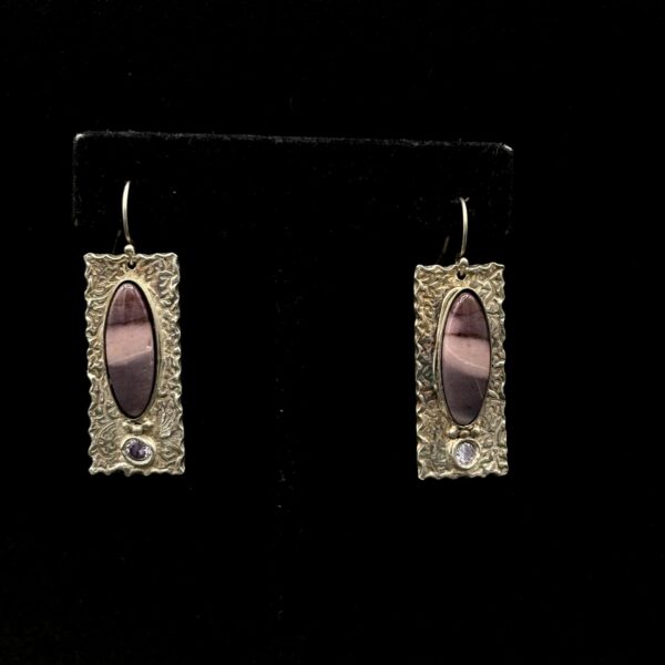 Fine Silver Cubic Zirconia and Agate Earrings by Joan Roberts 9079e