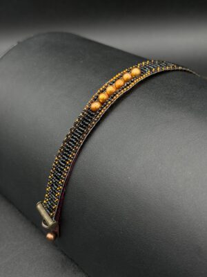 Black and Copper Saffron Pearl Bracelet by Nancy Leicht NanP4