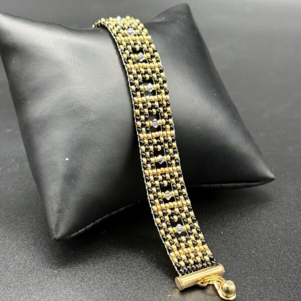 Black and Gold Swarovski Focal by Nancy Leicht NanMM12