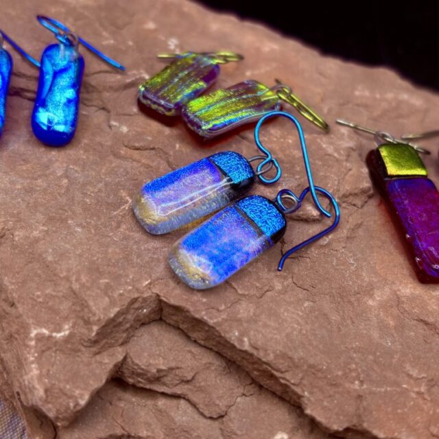 Fused Glass Dangle Earrings by Karen Puckett