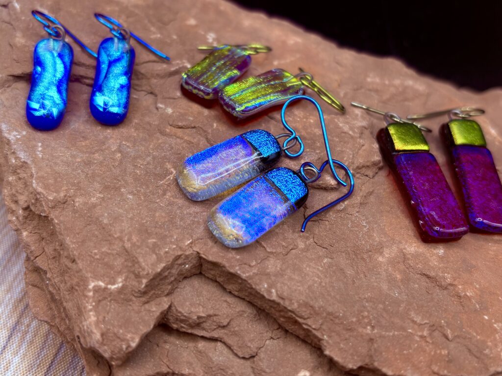 Fused Glass Dangle Earrings by Karen Puckett