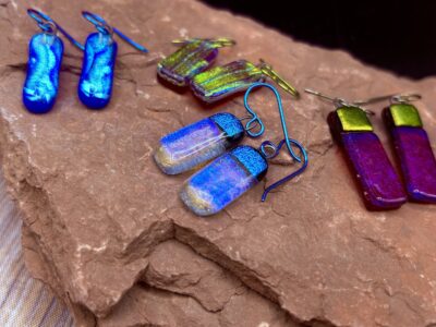 Fused Glass Dangle Earrings by Karen Puckett