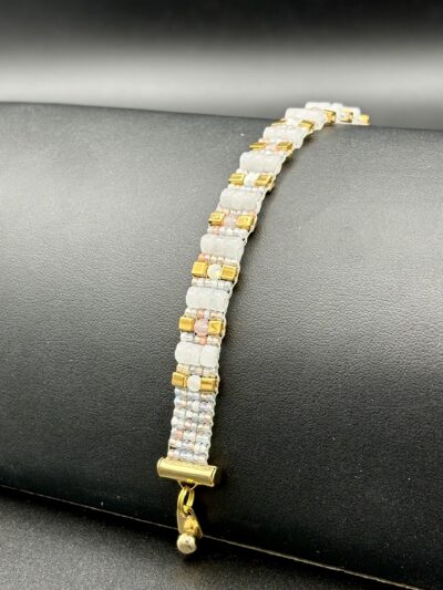 White Jade Heishi, Rose Quartz and Mother of Pearl by Nancy Leicht NanC17