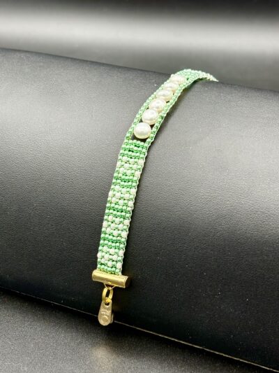 Pearl and Green Seed Beads by Nancy Leicht NanC21