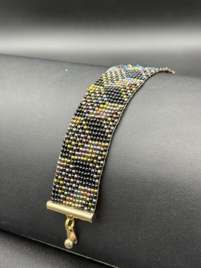 3d Mixed Rainbow Beads on Black Miyuki Seed Beads by Nancy Leicht NanC36