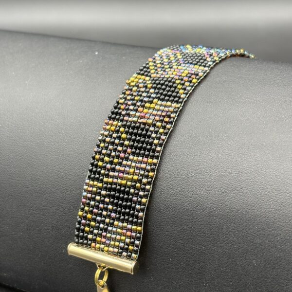 3d Mixed Rainbow Beads on Black Miyuki Seed Beads by Nancy Leicht NanC36