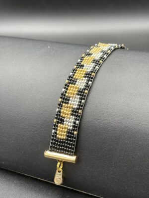 Gold and Silver Squares on Black by Nancy Leicht NanC37