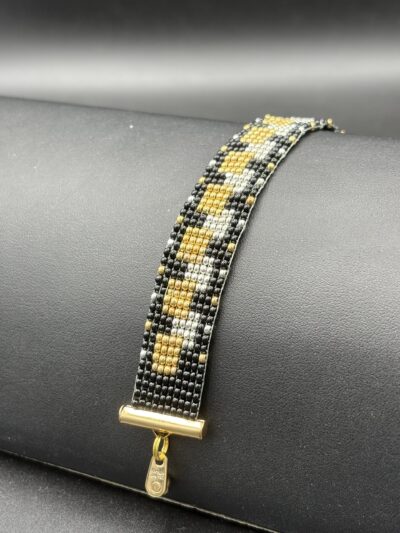 Gold and Silver Squares on Black by Nancy Leicht NanC37