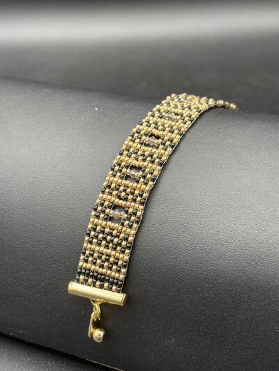 Gold and Black Miyuki Seed Beads in Champagne Window Pattern by Nancy Leicht NanC38